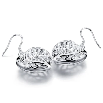 

Fashion oorbellen 925 silver heart-shaped earrings hollow pendant earrings beautiful solid silver womens earrings in jewelry
