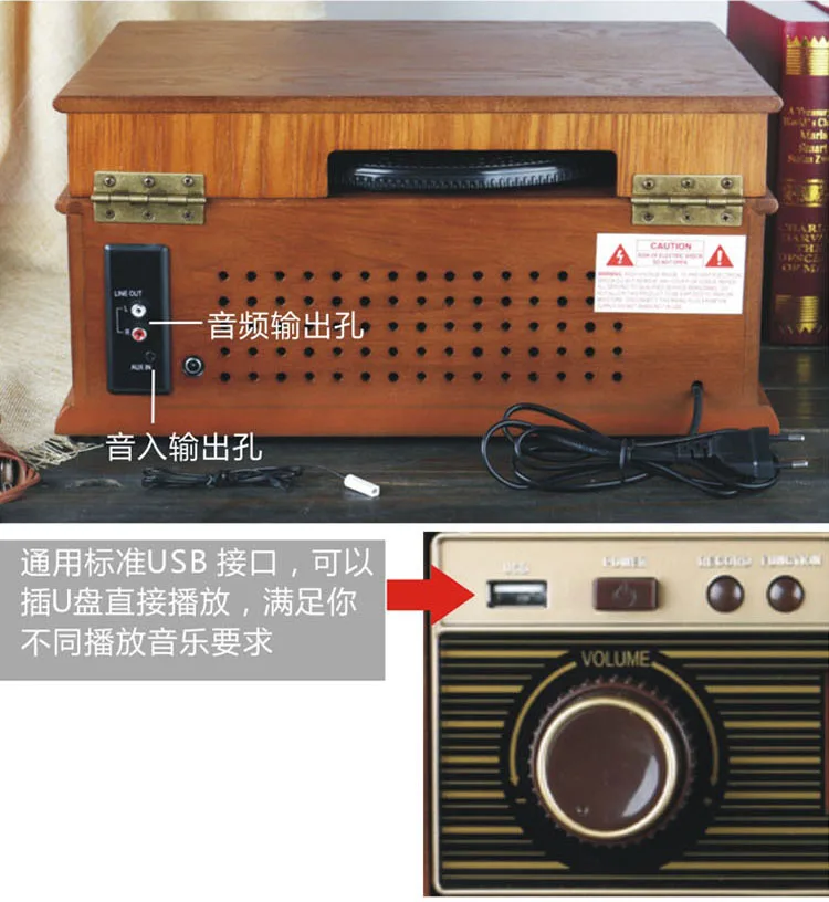 Bluetooth 4,0 деревянный Виниловый проигрыватель LP проигрыватель фонограф с функцией компакт-дисков/USB/LP-MP3 рекордер 220V