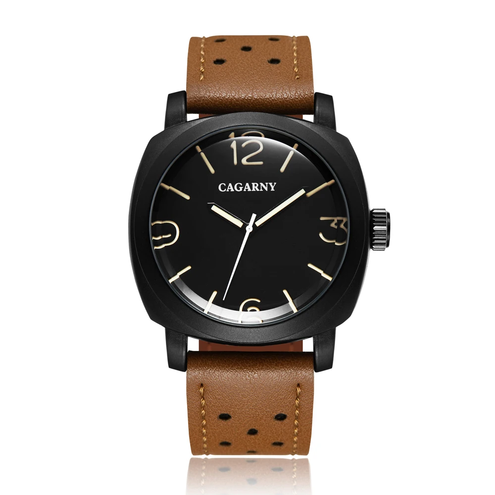 NEW Top Luxury Band Cagarny Mens Watches Sport Quartz Watch Men Leather Strap Clock Male Military Wristwatch relogio masculino wholesale(11)