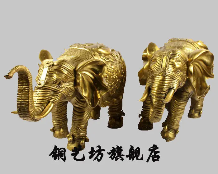 

SS 13'' China Bronze Feng Shui Lucky Elephant Statue A pair ##