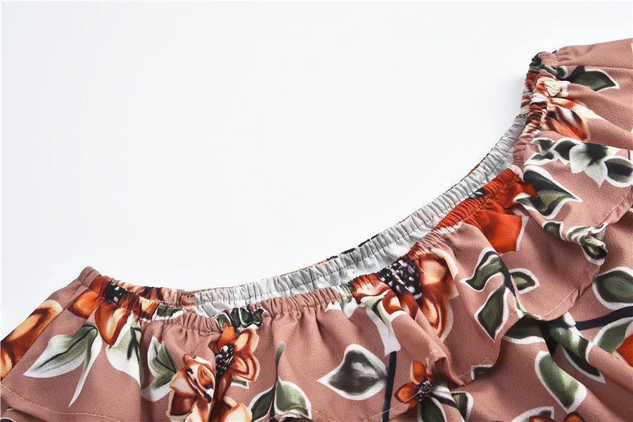 Gladiolus Ruffle Women Dress Summer 2019 Off Shoulder Sexy Floral Print Long Chiffon Dress Women Bohemian Beach Maxi Dresses (8)