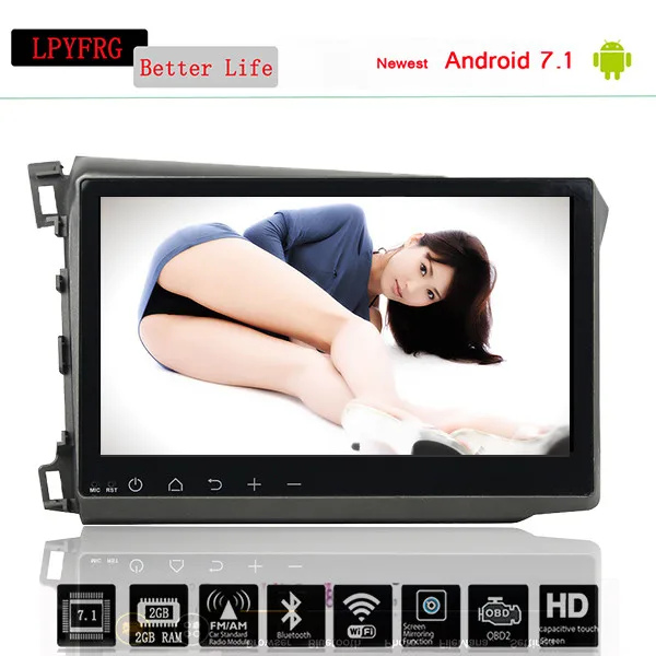 2 DIN приборная панель 1024*600 автомобильный dvd-плеер для Honda Civic 2012 с android 10 0 GPS ПК