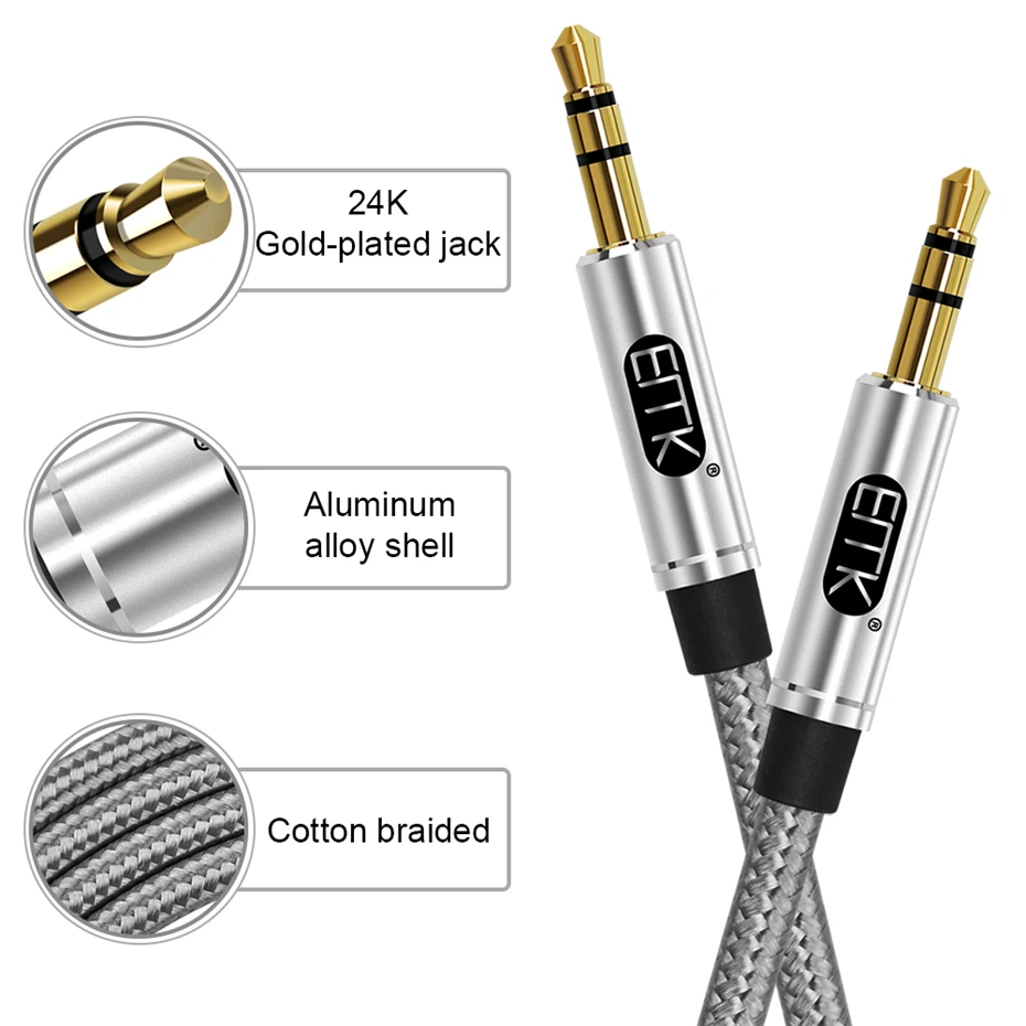EMK Jack 3.5 Audio Cable 3.5mm Speaker Line Aux Cable for iPhone 6 Samsung galaxy s8 Car Headphone Xiaomi redmi 4x Audio Jack (5)