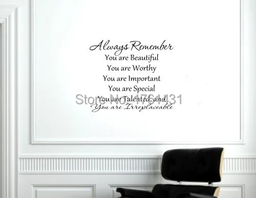 Always Remember You Are Beautiful Wall Art Decals Home Decoration Always Remember You Are Beautiful Wall Art Decals Home Decoration Living Room Wallpaper Bedroom Decor