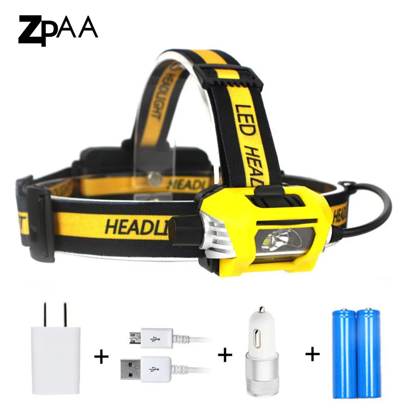 

ZPAA Micro Usb Led Headlamp with SOS Save Whistle Head Light Lamp use 18650 Battery for fishing Camping Hiking