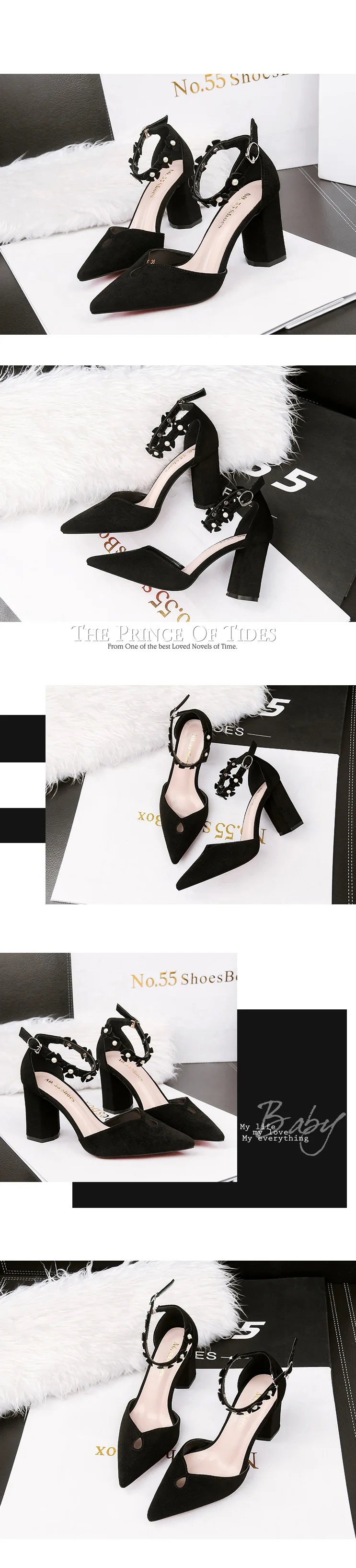 Г., летние женские туфли-лодочки с острым носком и ремешком в виде цветка босоножки на квадратном каблуке 7,5 см модная пикантная обувь из искусственной замши на платформе в форме сердца