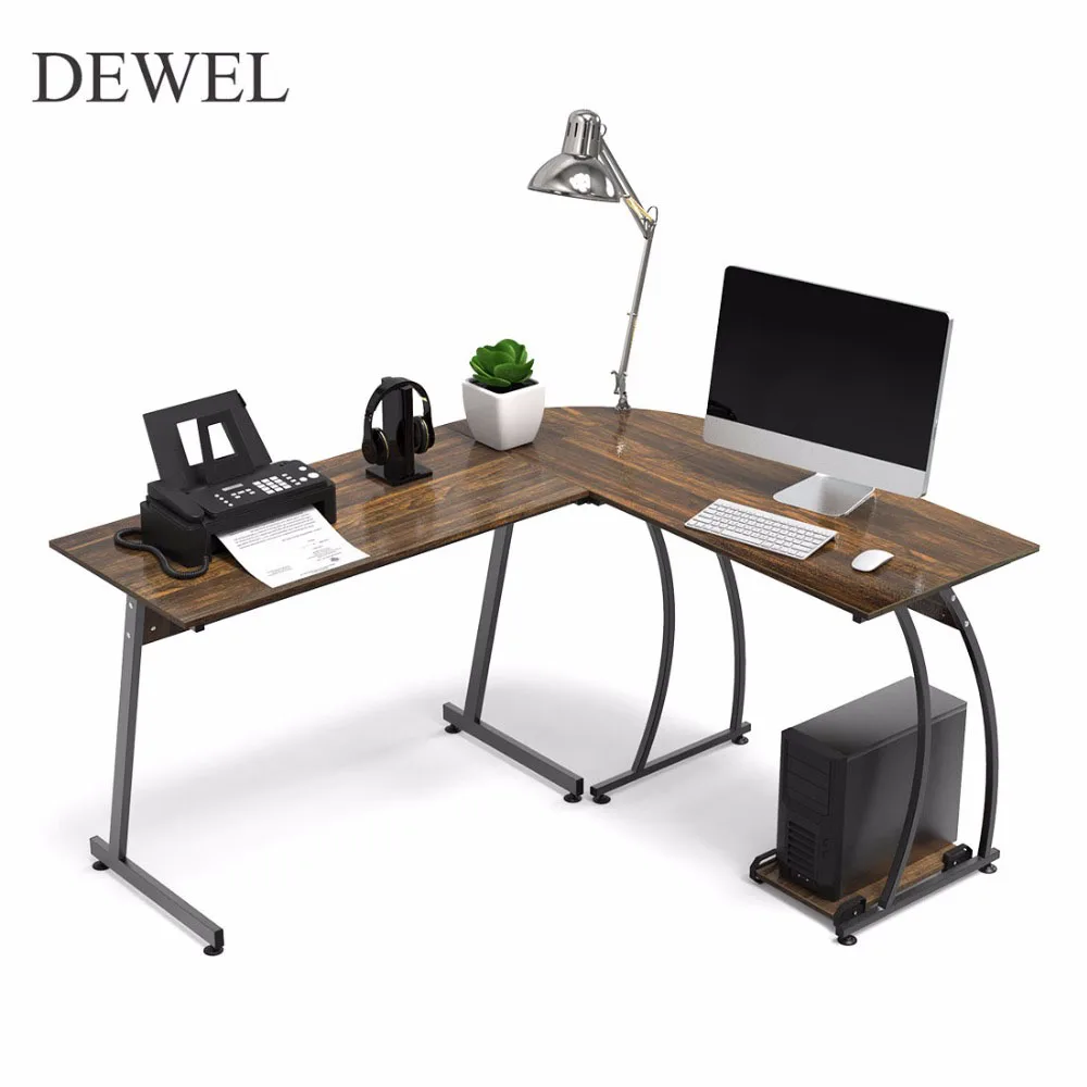 DEWEL L образный угловой компьютерный стол 59 ''X 51'' держатель для стакана 3-Piece угловой ноутбук стол с бесплатным подставка для компьютера 2