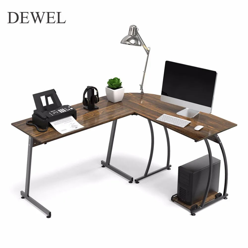 DEWEL L Shaped Corner Computer Desk 59'' X 51'' Home Office Table 3-Piece Corner Laptop Desk with Free CPU Stand 2 Sides Switch DEWEL L Shaped Corner Computer Desk 59'' X 51'' Home Office Table 3-Piece Corner Laptop Desk with Free CPU Stand 2 Sides Switch