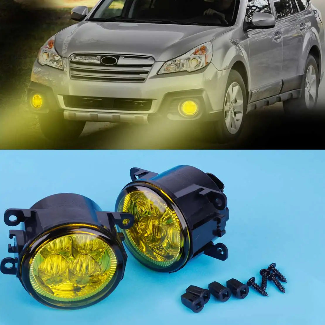 

CITALL 33900-T0A-A01 2X Highlighted LED Fog Light Lamp w/ Yellow Lens for Ford Focus Acura Subaru Mitsubishi Nissan FIAT Suzuki