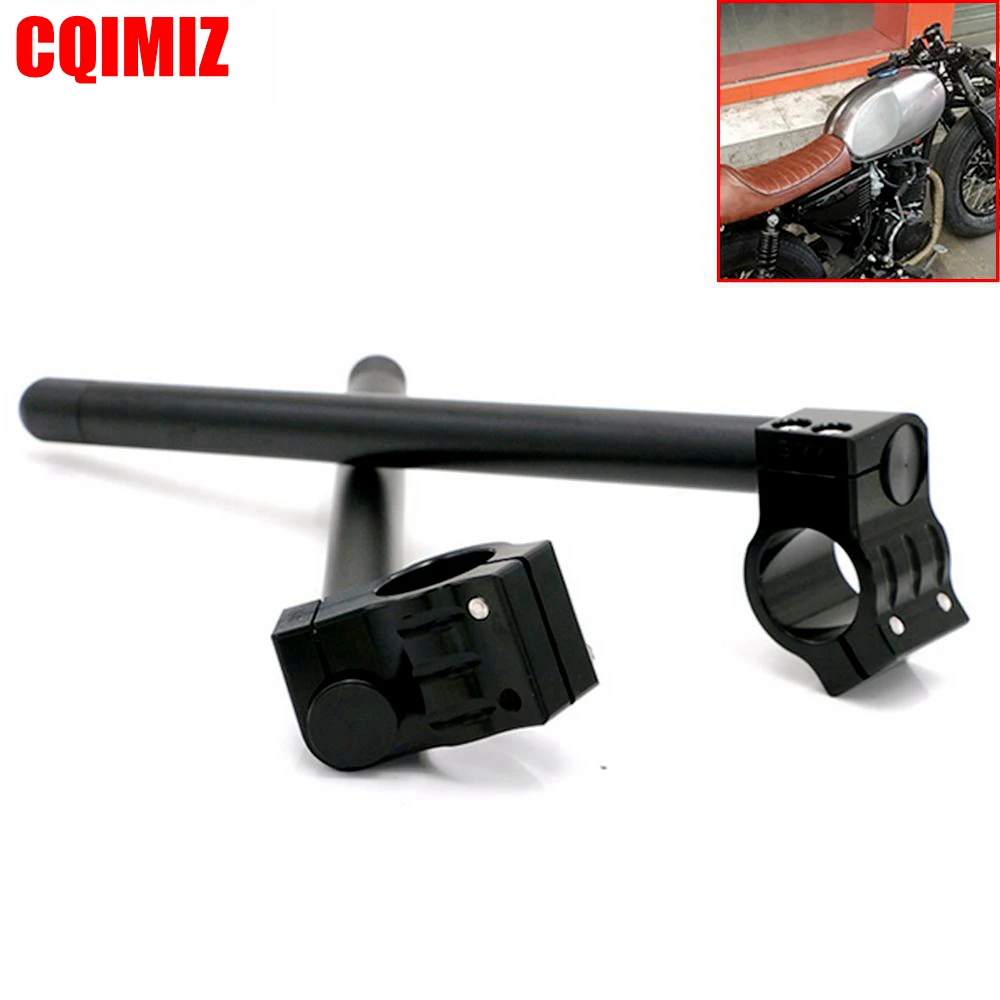 Черный руль для гоночного мотоцикла, настраиваемый, CNC 31/32/33/35/37/39/41/51 мм клип на Ons, вилка, руль, ручной стержень, для кафе, для гоночного