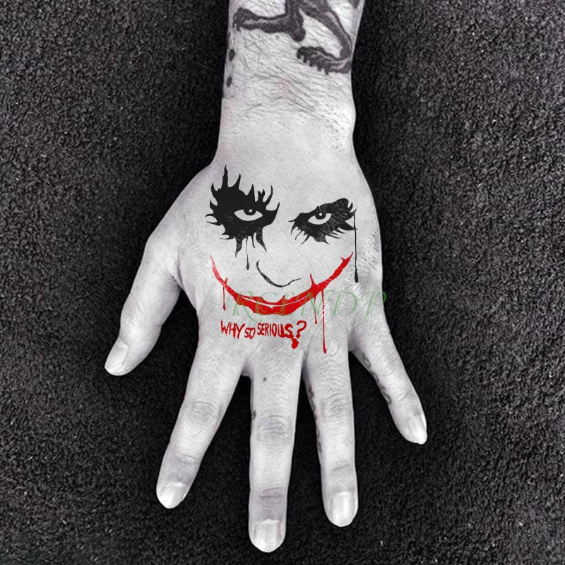 

Waterproof Temporary Tattoo Sticker suicide squad joker big red mouth serious tatto flash tatoo fake tattoos for men women lady