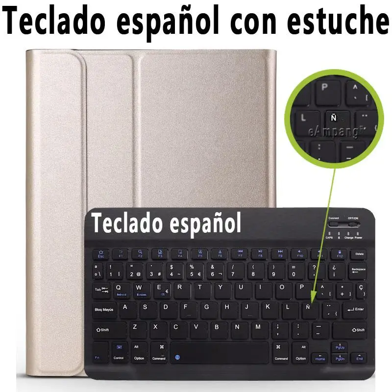 Spanish Keyboard Чехол для samsung Galaxy Tab S5e 10,5, чехол для клавиатуры T720 T725, чехол для SM-T720, русская испанская английская bluetooth-клавиатура, чехол - Цвет: Spanish Keyboard