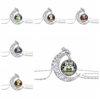 

New cartoon anime 12 constellation logo crescent necklace hollow moon time pendant half moon animal zodiac amulet lucky necklace