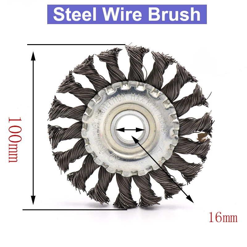 URANN 1pc 4 inch 100mm Torsion Steel Flat Wire Wheel Brush Burr Removal