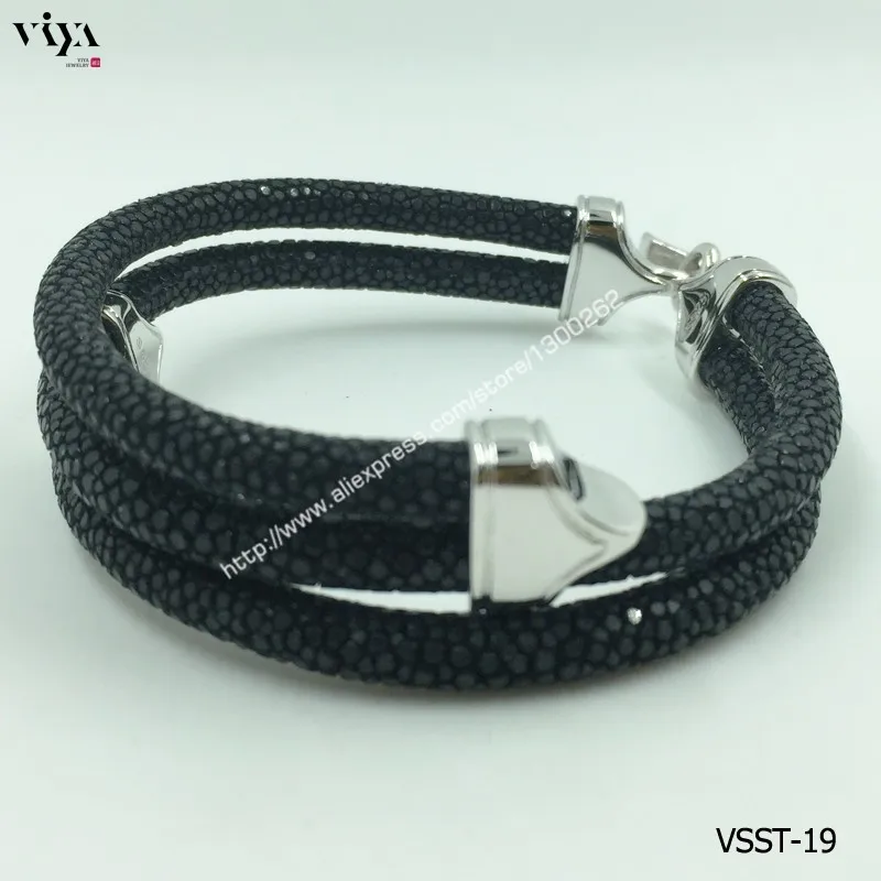 Genuine Stingray Skin leather bracelet Men-VSST-19-1 (15)