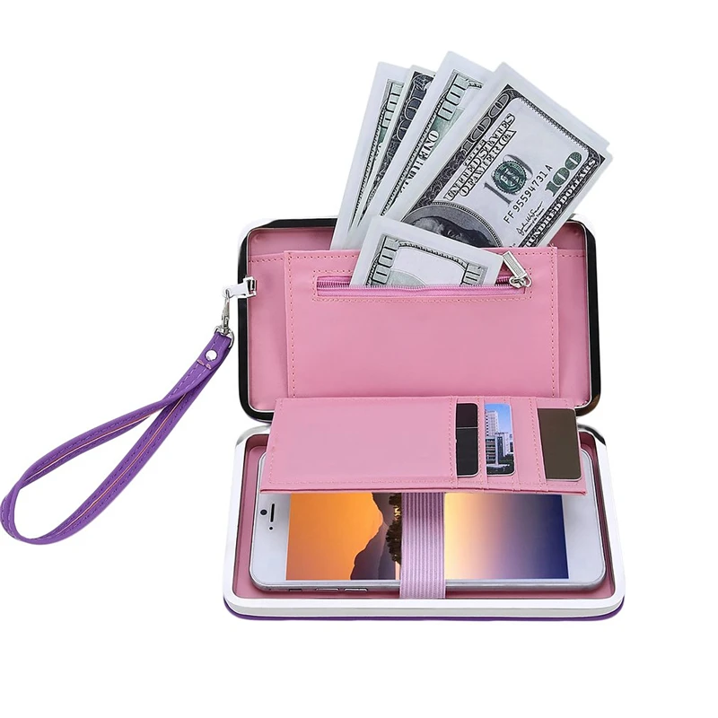 

Korean Fashion Women Large Capacity PU Leather Wallet Phone Bag Case Long Style Female Phone Bag Suitable For iPhone For Samsung