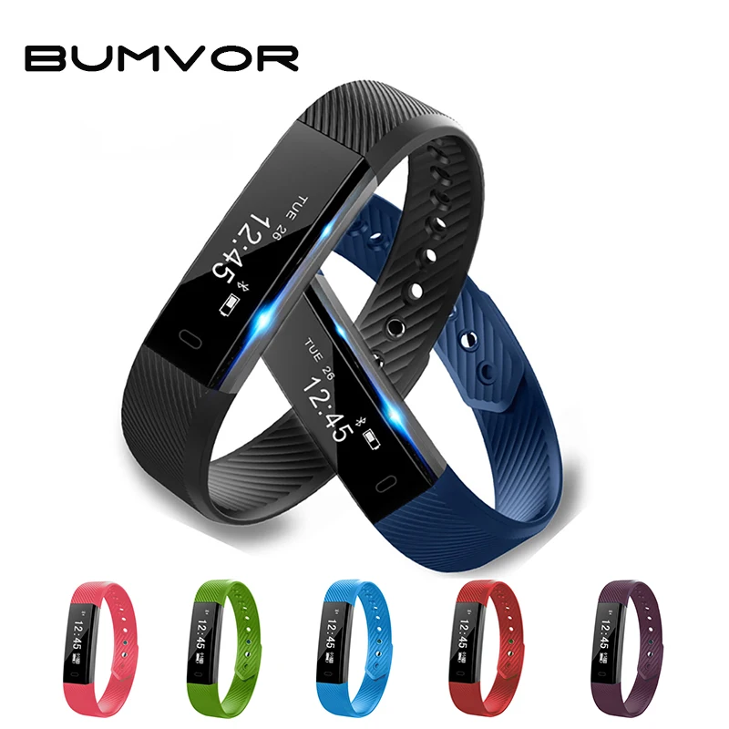 

BUMVOR Men's ID115 Smart Bracelet Sport Bracelet Fitness Tracker Watch Alarm Clock Step Counter Smart Wristband Band