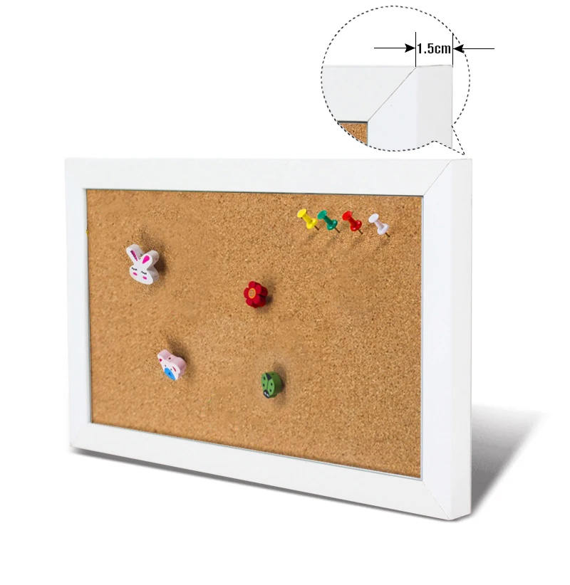 Wooden Frame Cork Board Bulletin Message Board 25*35cm Pin Boards Corcho Pared 11 Colors Frame for Notes Home Office Decoration