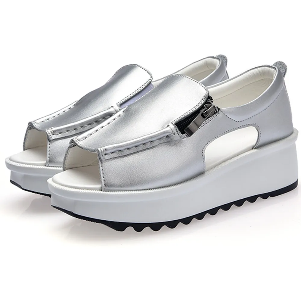

Women Sandals For Nice Summer Open Toe Round Toe Zipper Platform Sandal Shoes Breathable Comfort Shopping Lady Walking Shoes