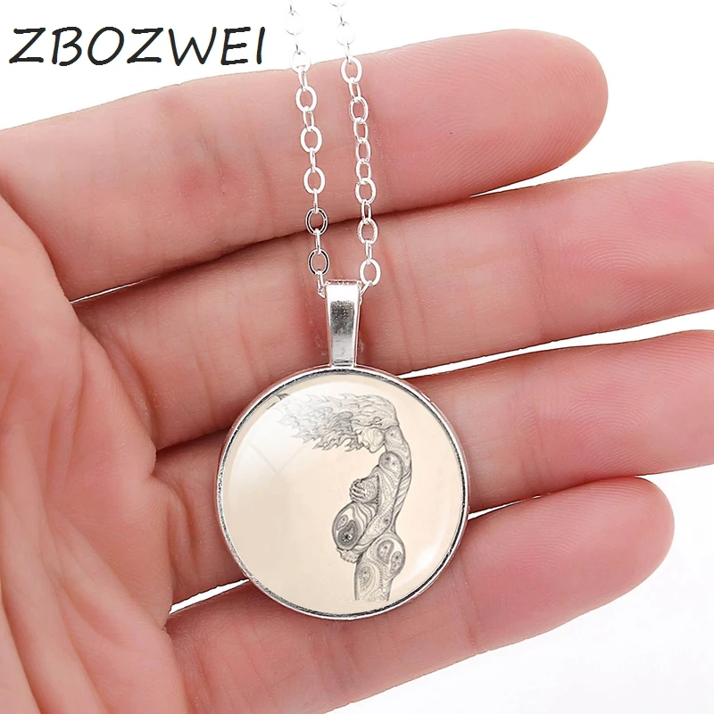 ZBOZWEI винтажная Серебряная цепочка для беременных женщин стеклянный кабошон