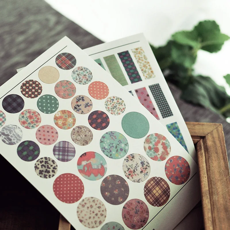 

Korea Deco Vintage Sticker,Round/Rectangle/Square Paper Floral Sticker