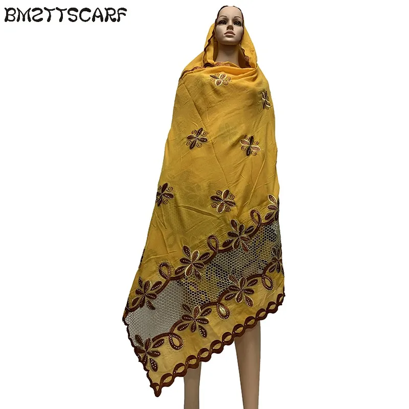 Новые африканские женские шарфы мусульманские вышитые мягкие хлопковые длинный шарф для шали пашмины BM724 - Цвет: Color 10