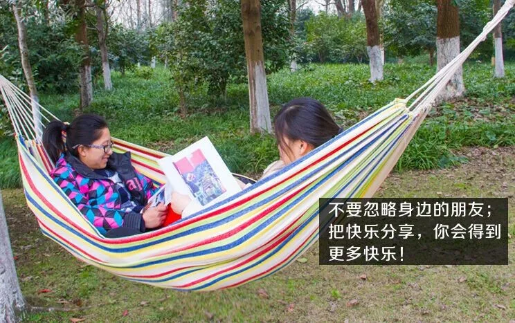 200X100cm Outdoor Multifunction hammock swing rainbow Striped canvas double indoor thickening widened dormitory double hammock