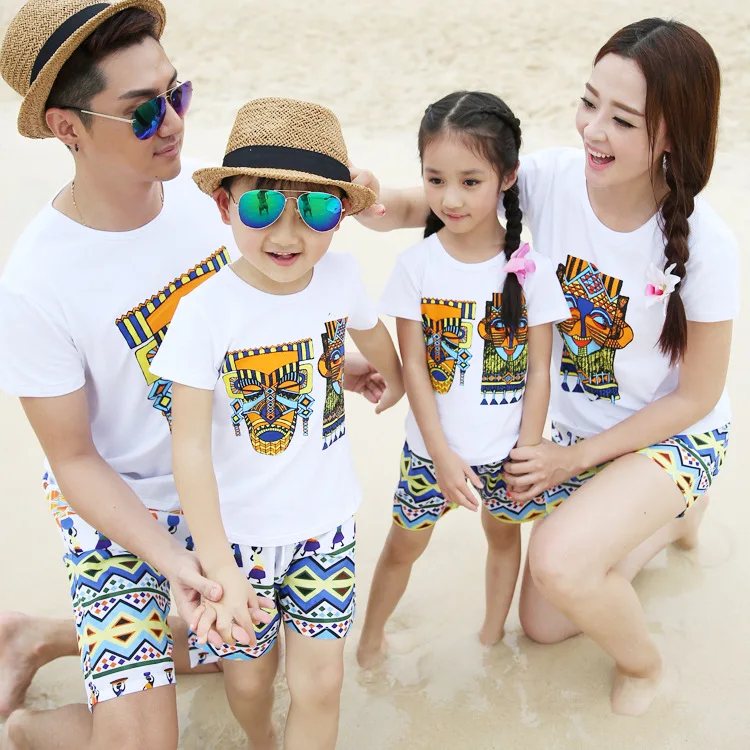 Family Matching Outfits Beach Tourism Parentchild Printed Tshirt