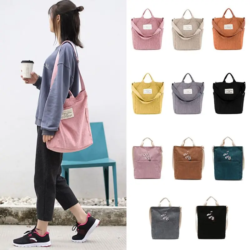 

2019 Women Casual Corduroy Shopping Crossbody Shoulder Bag Messenger Lady Tote Handbag Luxury Handbags Women Bags Designer