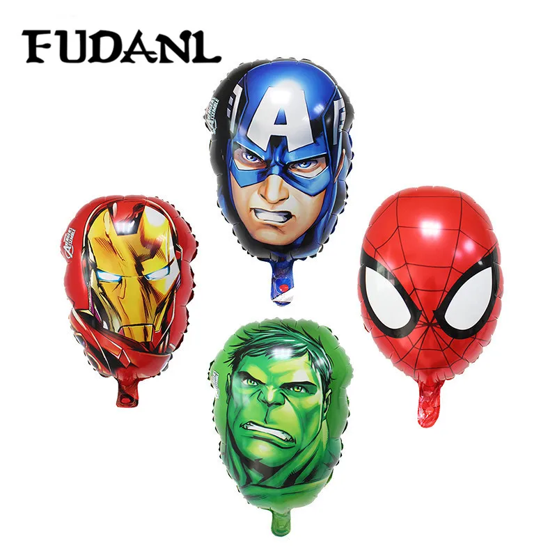 

50pcs Captain America Hulk Spiderman Iron Man Head Foil Balloons 55*33cm The Avengers Hero Balloons Birthday Party Decor Supplie