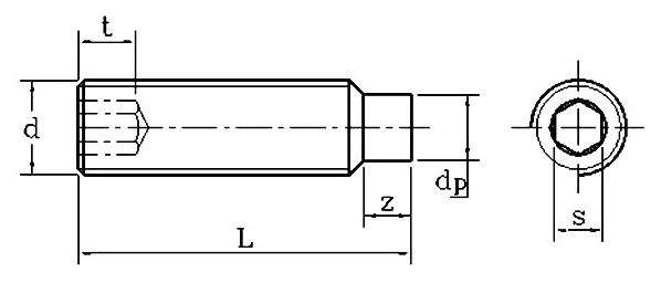 100 шт./лот M3* 3/4/5/6/8/10/12 DIN915 с шестигранной головкой из нержавеющей стали Набор торцевых головок винтов с цилиндрическим концом