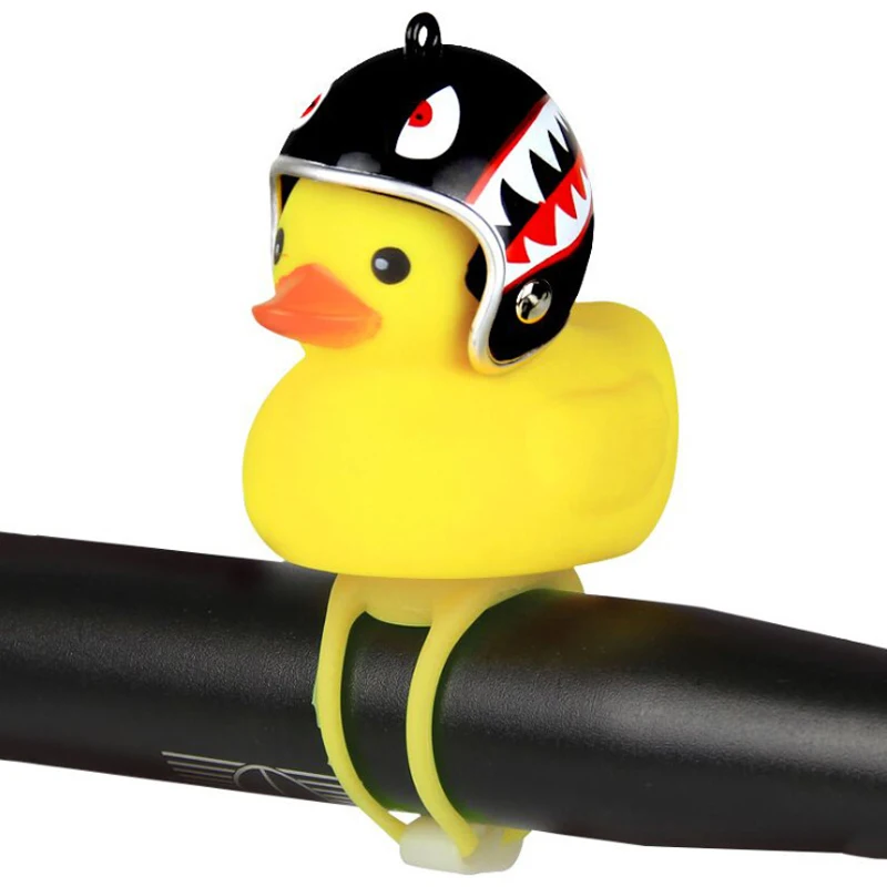Excellent New bicycle bell yellow duck bicycle helmet light bike motorcycle bell child bike handlebar horn light Ring Bike Accessories 4