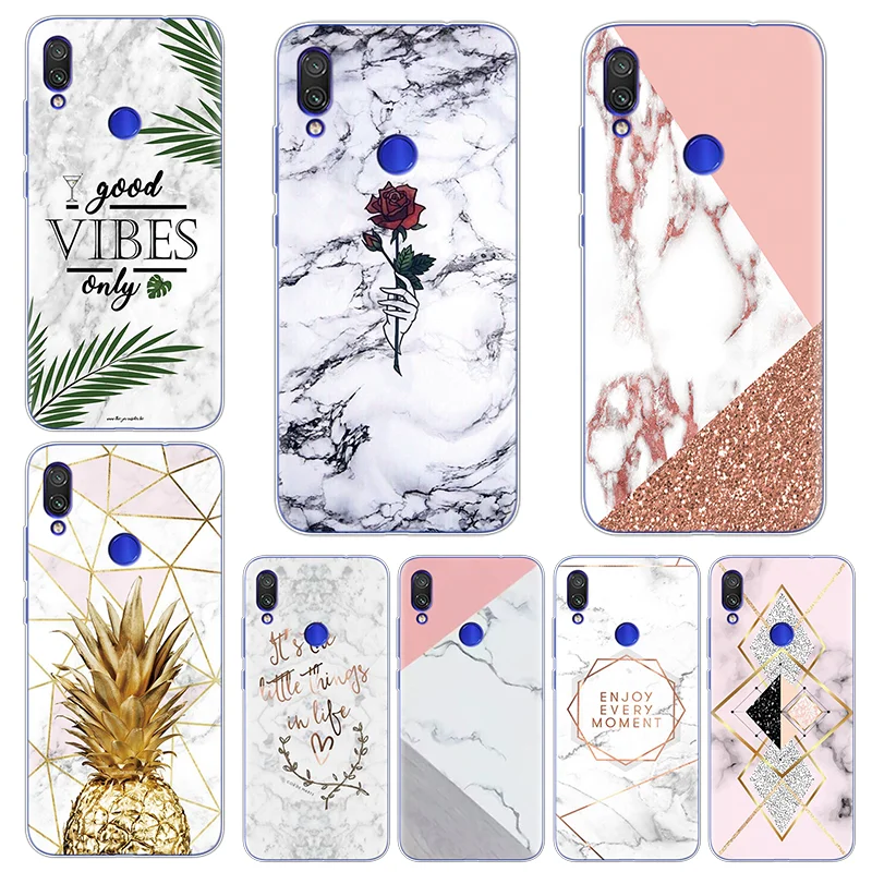 

Marble Geometry Couple Case For Xiaomi Redmi Note 7 Clear Coque Soft Silicone Fundas For Xiaomi Redmi Note 7 Pro 6.3" Back Cover