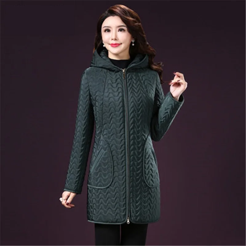 Зимние парки, Женская куртка, плюс размер, 5XL, толстовки, для женщин среднего возраста, верхняя одежда, теплая, плюс бархат, пальто, одежда OKXGNZ A1966 - Цвет: Dark green