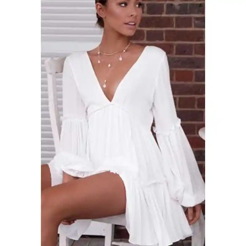 short white ruffle dress