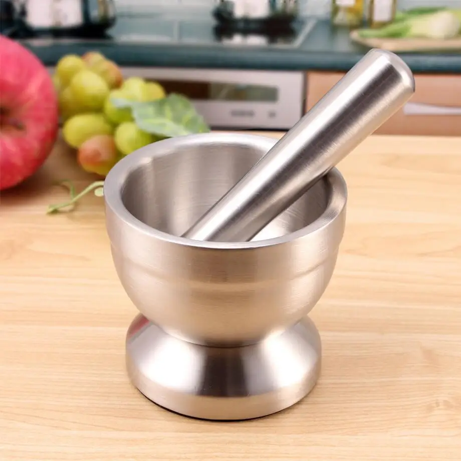 Mortar and Pestle Pedestal Bowl Inner/Outer diameter 8.7cm/10cm Kitchen Garlic Pugging Pot Spice Grinder Mortar and Pestle Set