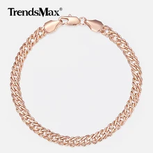 Trendsmax 5 мм браслеты для женщин и девушек 585 розовое золото Venitian Curb Link браслеты женские модные вечерние ювелирные изделия 18 см 20 см KGB428