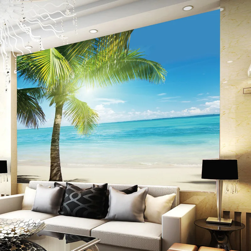 Kualitas atas pantai pohon kelapa 3D  wallpaper  Dinding  