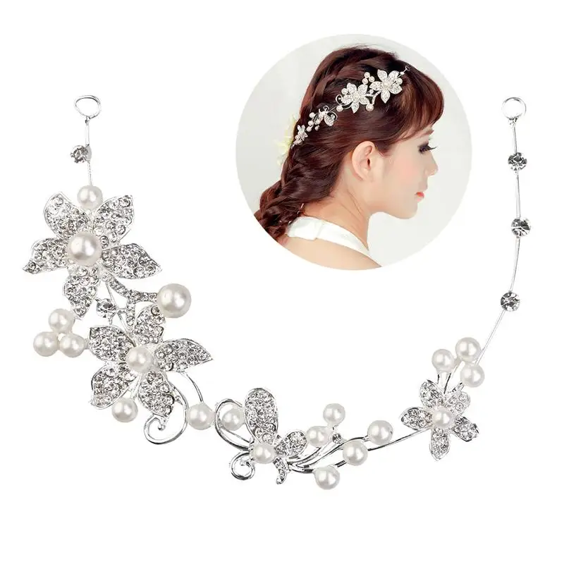 

Wedding Decoration Fashion Women's Wedding Bridal Crystal Rhinestones Flower & Faux Pearls Decor Hair Band Headband Tiara