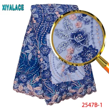 

3d Lace Fabric 2019 High Quality Lace African Lace Fabric With Heavy Beads Embroiery Frienc Lace For Noble Fabric PGC2547B-2