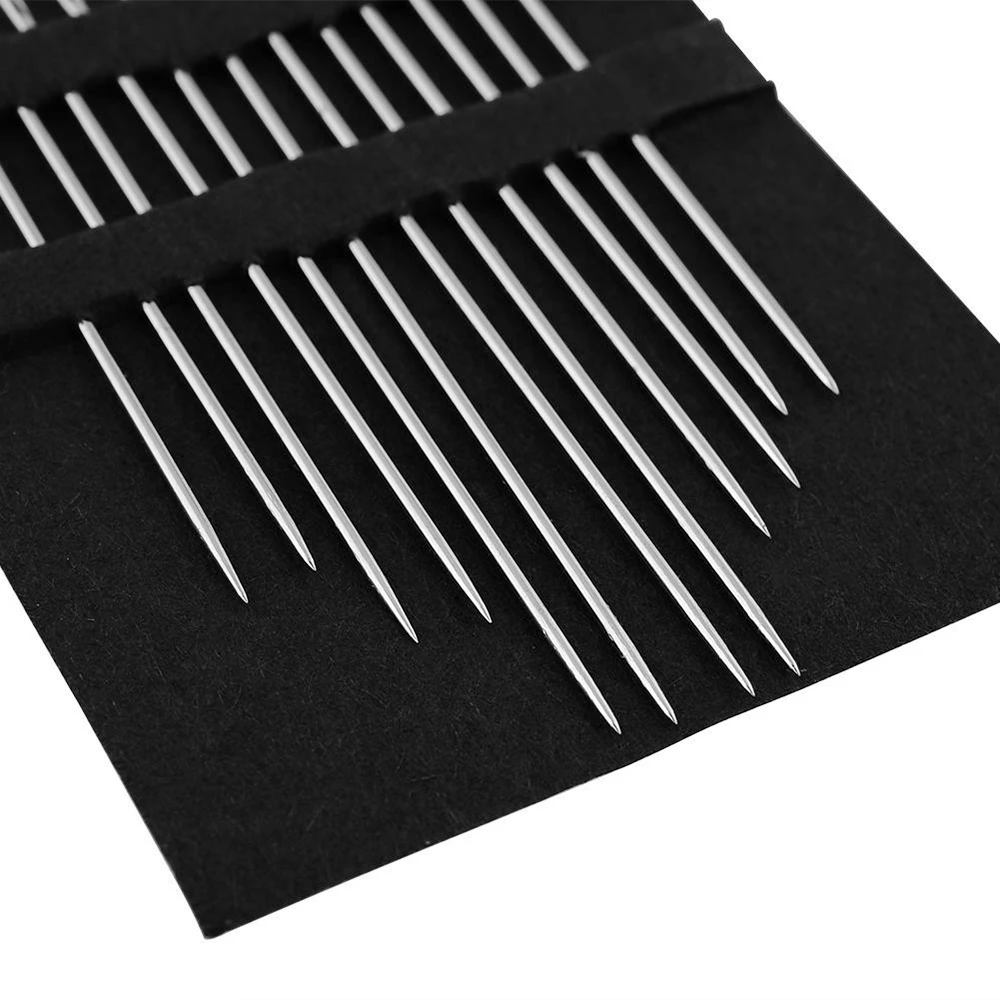 24pcs Needless Threading Blind Needle Three Length Material Carbon