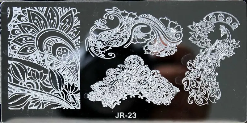 1 шт. JR пластины для штамповки ногтей(6*12 см) изображения из нержавеющей стали Konad Штамповка для дизайна ногтей шаблон для маникюра пластины для штамповки ногтей 30 стилей - Цвет: 23