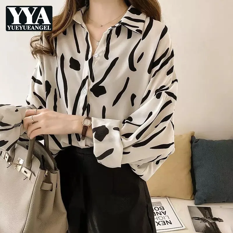 Женская свободная рубашка с длинным рукавом Корейская Повседневная большого