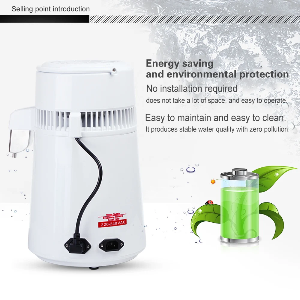 

Homeuse Pure Water Distiller 4L Distilled Water Machine Distillation Purifier Stainless Steel Water Filter Plastic Jug Russian