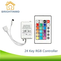 Brightinwd DC12V 24key RGB контроллер ИК пульт дистанционного управления с мини-приемник для 3528/5050 RGB Светодиодные ленты свет/Клейкие ленты контроллер