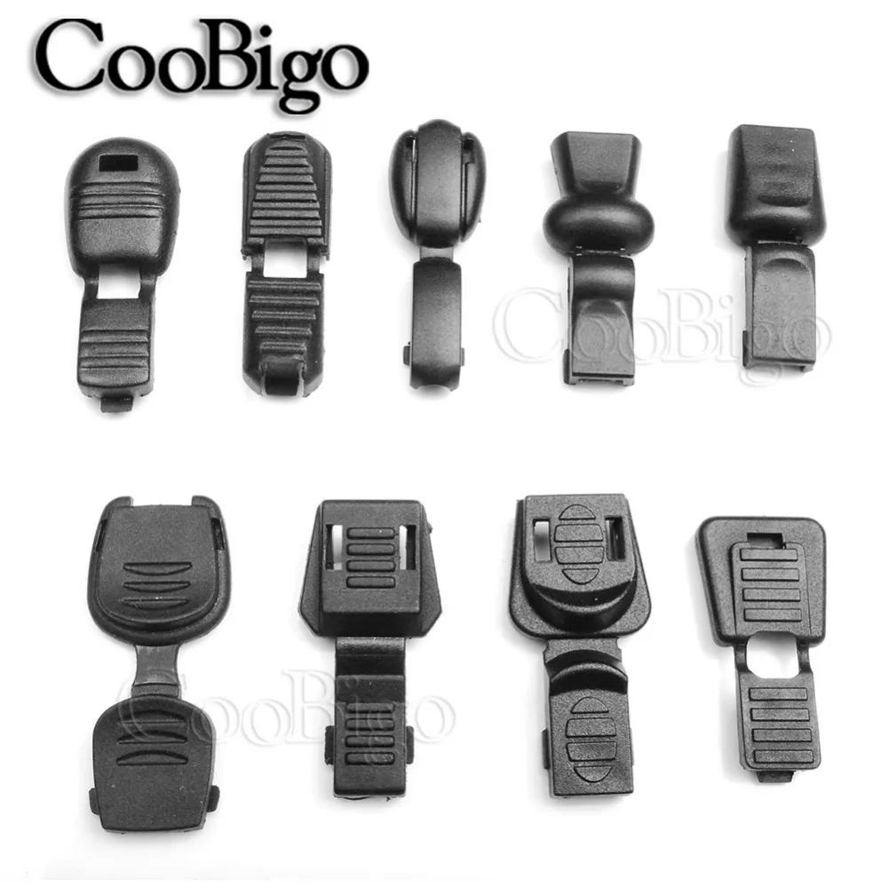 

5pcs 9 Style For Pick Plastic Cord Ends Clip Zipper Puller Paracord Cord Tether Tip Cord Lock Backpack Bag Parts Accessories