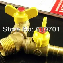 Соединительный латунный Тройник, газовый шаровой кран, сантехнические фитинги Y типа 1/" BSPT Мужской x 10 мм, шлангов с ручкой-бабочкой, двойные вилки для воды