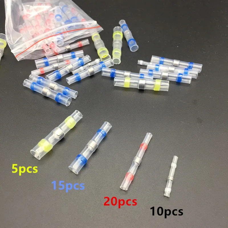 

50Pcs Heat Shrink Wire Connectors Solder Sleeves Waterproof Fast Butt Terminals Terminator Electrical Electrician