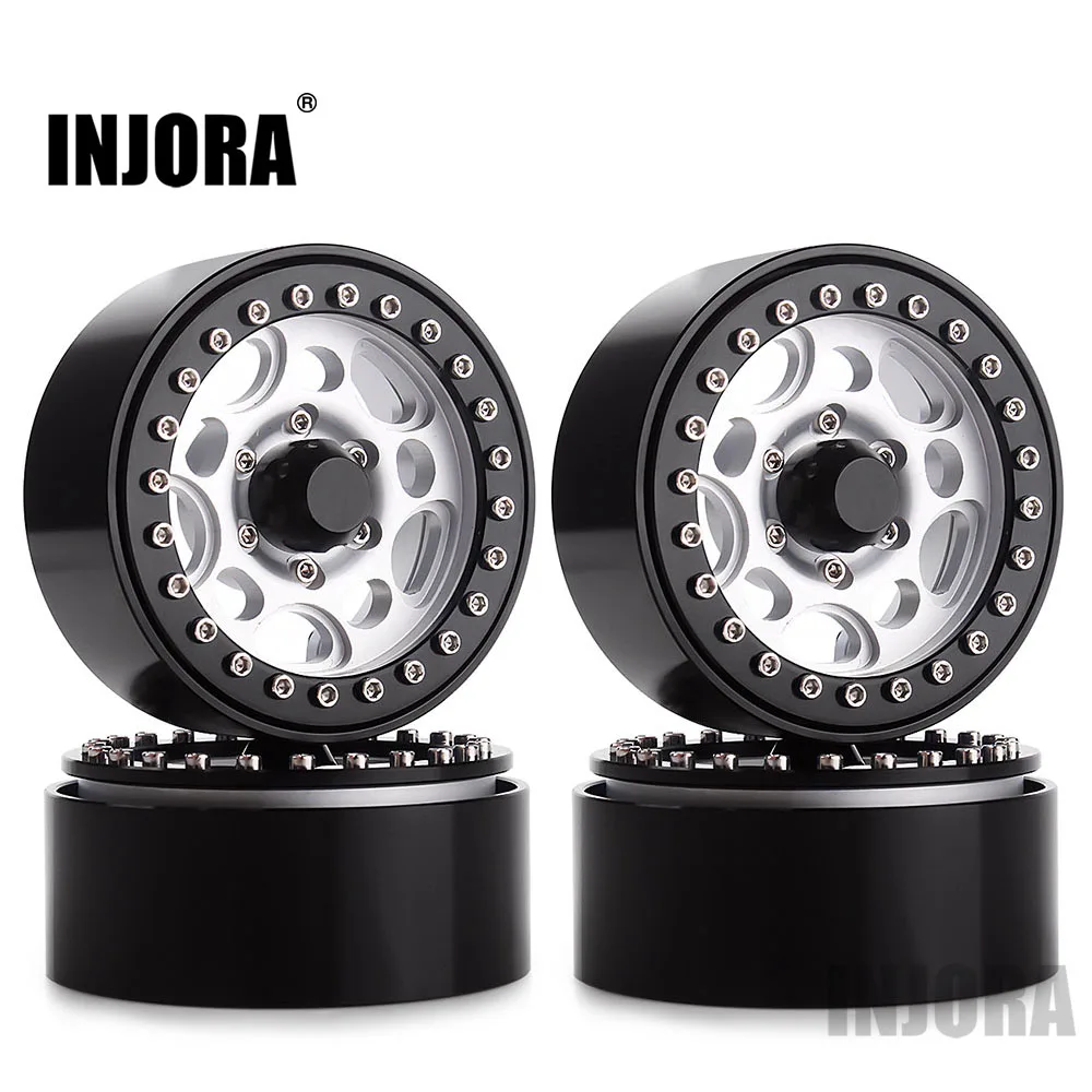 INJORA 4PCS Metal 1.9 Beadlock Wheel Rim Hub for 1:10 RC Crawler Axial SCX10 SCX10 II 90046 D90 D110 MST