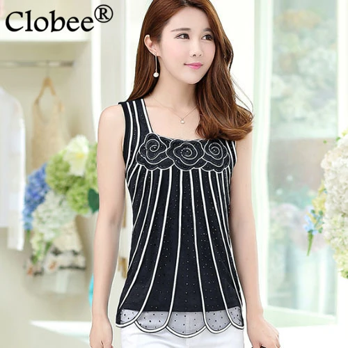 Camiseta Sin Mangas De Verano Para Mujer De Talla Grande Con Camiseta Sin Mangas De Verano Para Mujer De Talla Grande Con